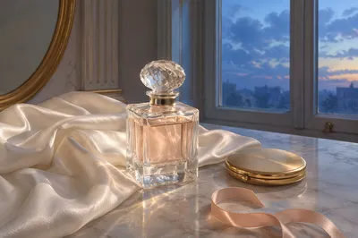 Luxury Crystal Perfume on Ivory Silk