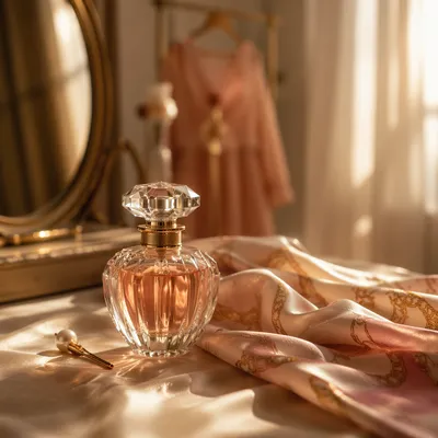 Elegant Crystal Perfume Bottle at Golden Hour