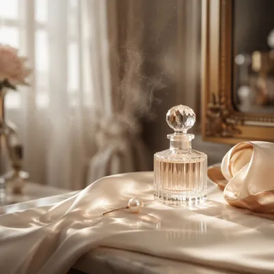 Luxury Crystal Perfume on Ivory Silk