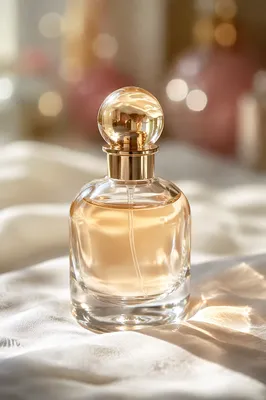 Elegant Champagne Perfume on White Linen