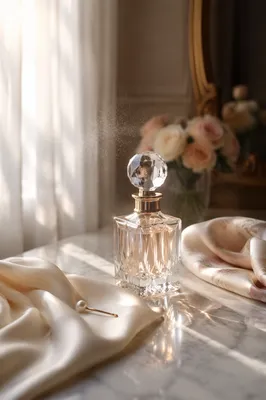 Elegant Crystal Perfume on Ivory Silk