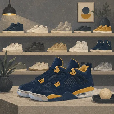 Organized Sneaker Collection on Modern Shelves