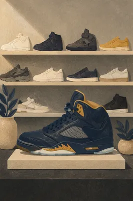 Organized Sneaker Collection on Modern Shelves