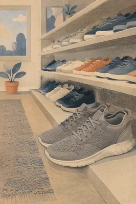 Organized Sneaker Collection on Minimal Shelves