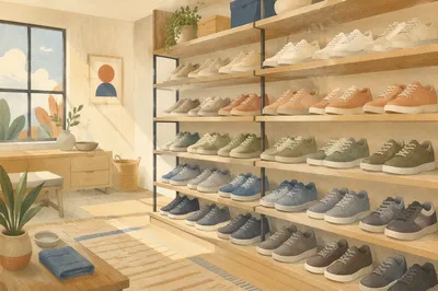 Organized Sneaker Collection on Minimal Shelves