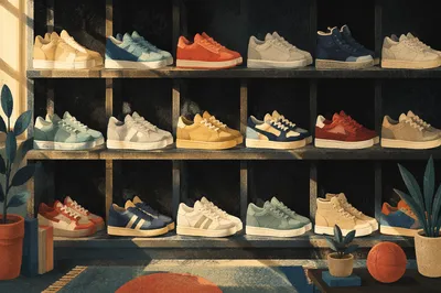 Organized Colorful Sneaker Collection on Shelves