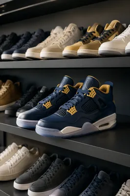 Organized Sneaker Collection on Modern Shelves