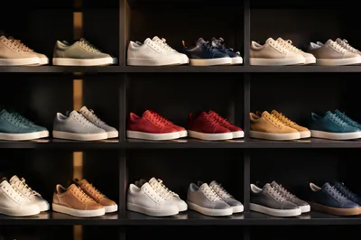 Organized Sneaker Collection on Matte Black Shelves