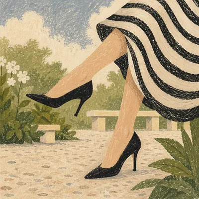 Elegant Black Heels in Garden Setting