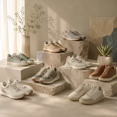 Curated Sneaker Collection in Minimal Studio
