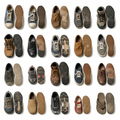 Assorted Footwear Collection on White Background