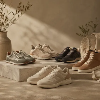 Minimalist Sneaker Collection in Warm Studio Light