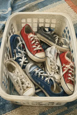 Casual Sneakers in White Laundry Basket