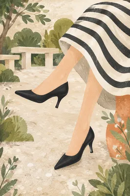 Elegant Black Heels in Garden Setting
