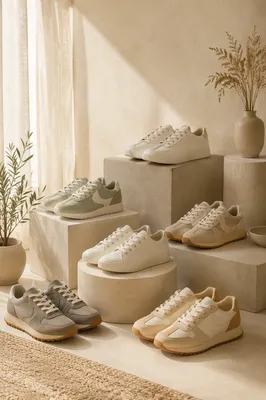 Curated Sneaker Collection in Minimal Studio