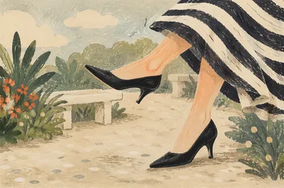 Elegant Black Heels in Garden Setting