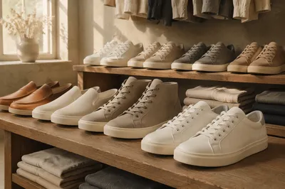 Organized Neutral Sneaker and Footwear Display