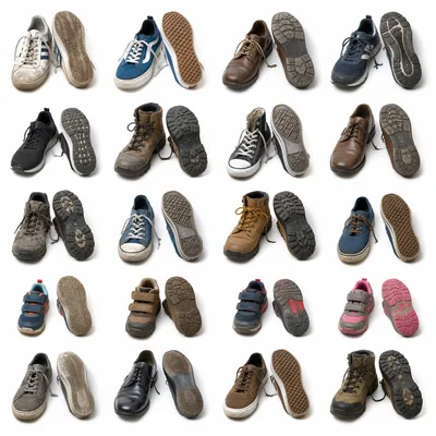 Assorted Footwear Collection on White Background