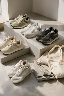 Minimalist Sneaker Collection in Morning Studio Light
