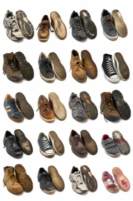 Assorted Footwear Collection on White Background