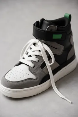 Minimalist Gray High-Top Sneaker Close-Up