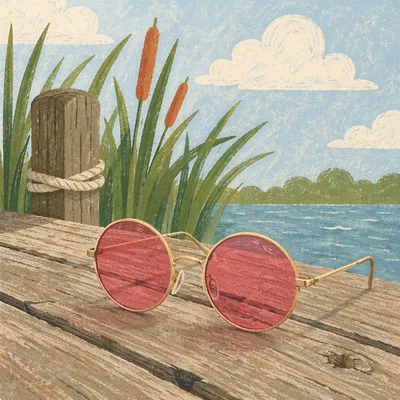 Rose Pink Sunglasses on Summer Dock