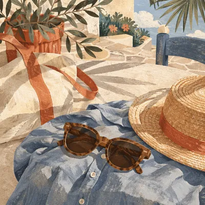 Sunlit Summer Sunglasses on Café Terrace