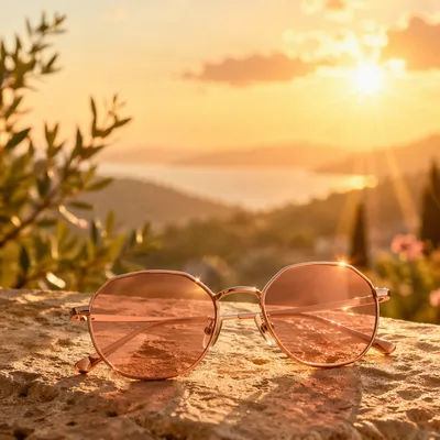 Rose Gold Sunglasses at Golden Hour