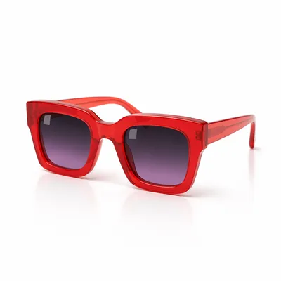 Glossy Red Retro Sunglasses on White