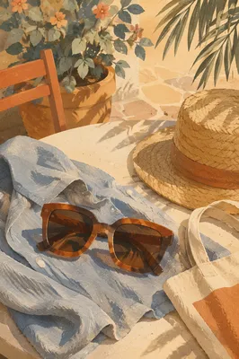 Summer Sunglasses and Terrace Fashion Still Life