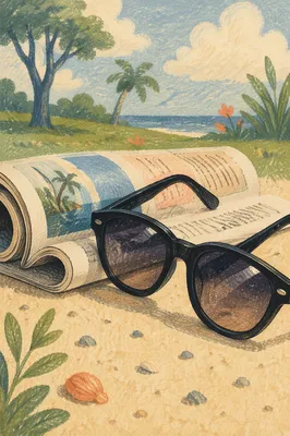 Black Sunglasses on Summer Beach Sand