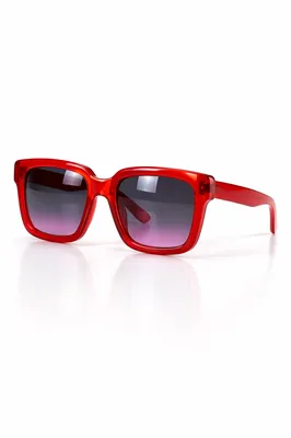 Glossy Red Retro Sunglasses on White