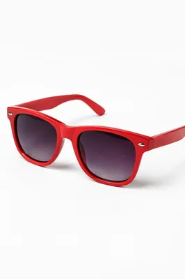 Coral Red Sunglasses on White Background
