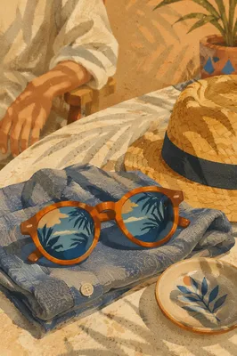 Sunlit Summer Sunglasses on Linen Shirt