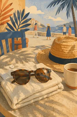 Summer Sunglasses on Sunlit Café Table