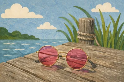 Rose Pink Sunglasses on Summer Dock
