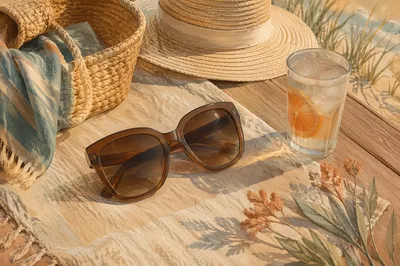 Elegant Summer Sunglasses Flat Lay