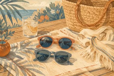Summer Sunglasses and Beach Accessories Still Life