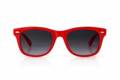 Glossy Red Wayfarer Sunglasses on White