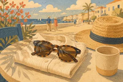 Tortoiseshell Sunglasses on Sunny Café Table