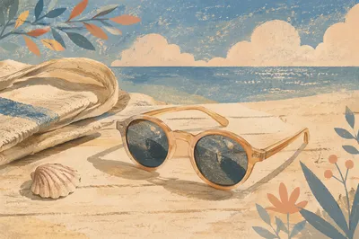 Sunlit Tortoiseshell Sunglasses Summer Accessory Flatlay