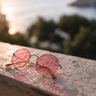 Golden Hour Coral Sunglasses Still Life