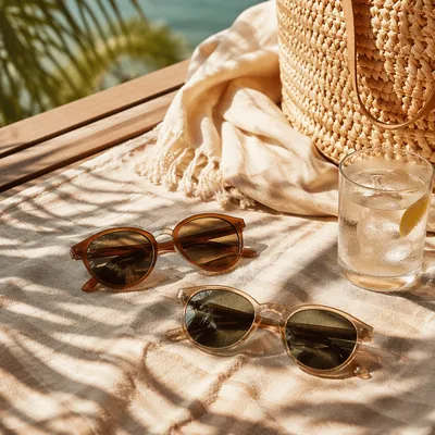 Summer Sunglasses Still Life on Beach Towel