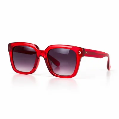 Glossy Red Retro Sunglasses on White