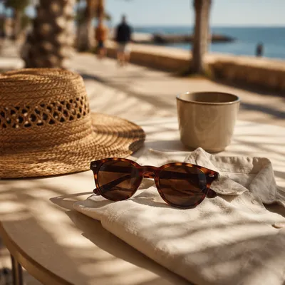 Tortoiseshell Sunglasses on Summer Café Table