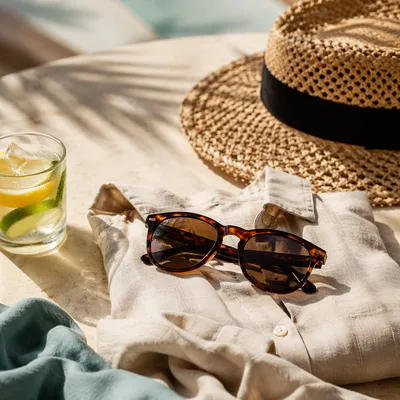Summer Tortoiseshell Sunglasses Coastal Still Life