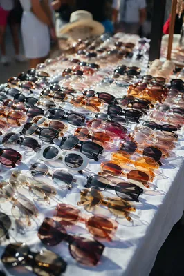 Summer Market Table with Stylish Sunglasses