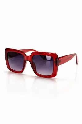 Glossy Red Retro Sunglasses on White