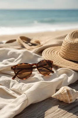 Tortoiseshell Sunglasses on Sunlit Coastal Deck