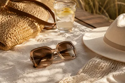 Oversized Sunglasses on Summer Resort Flat Lay
